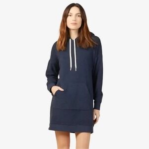 OUTERKNOWN S Hightide PCH Hoodie Dress Blue Terry Beach Cover Organic Cotton